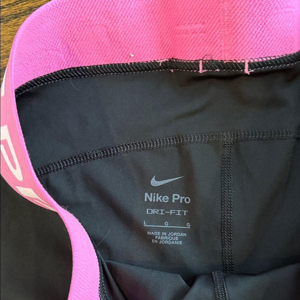 Nike Women's Athletic Shorts Black with Pink Waistband - Picture 5 of 5